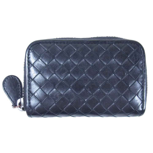 BOTTEGAVENETA ボッテガヴェネタ イントレチャート レザー ラウンドジップ コインケース ブラック系【中古】
