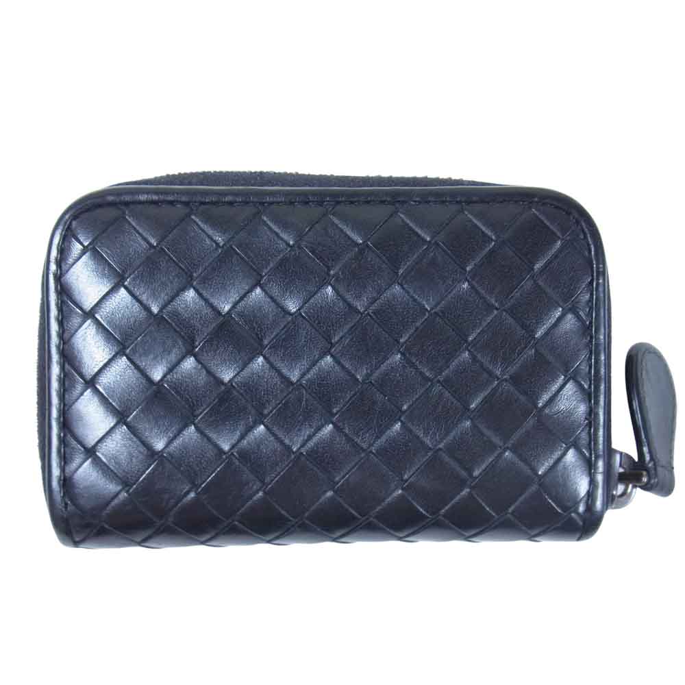 BOTTEGAVENETA ボッテガヴェネタ イントレチャート レザー ラウンドジップ コインケース ブラック系【中古】