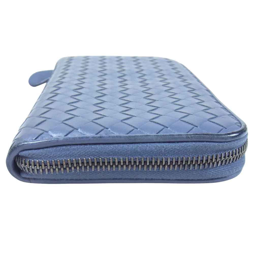 BOTTEGAVENETA ボッテガヴェネタ イントレチャート レザー ラウンドジップ 長財布 グレー系【中古】