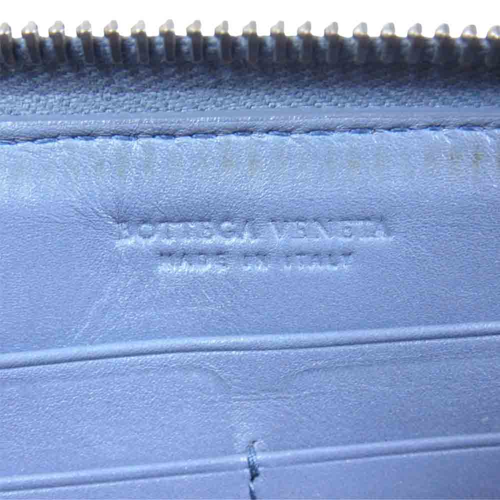 BOTTEGAVENETA ボッテガヴェネタ イントレチャート レザー ラウンドジップ 長財布 グレー系【中古】