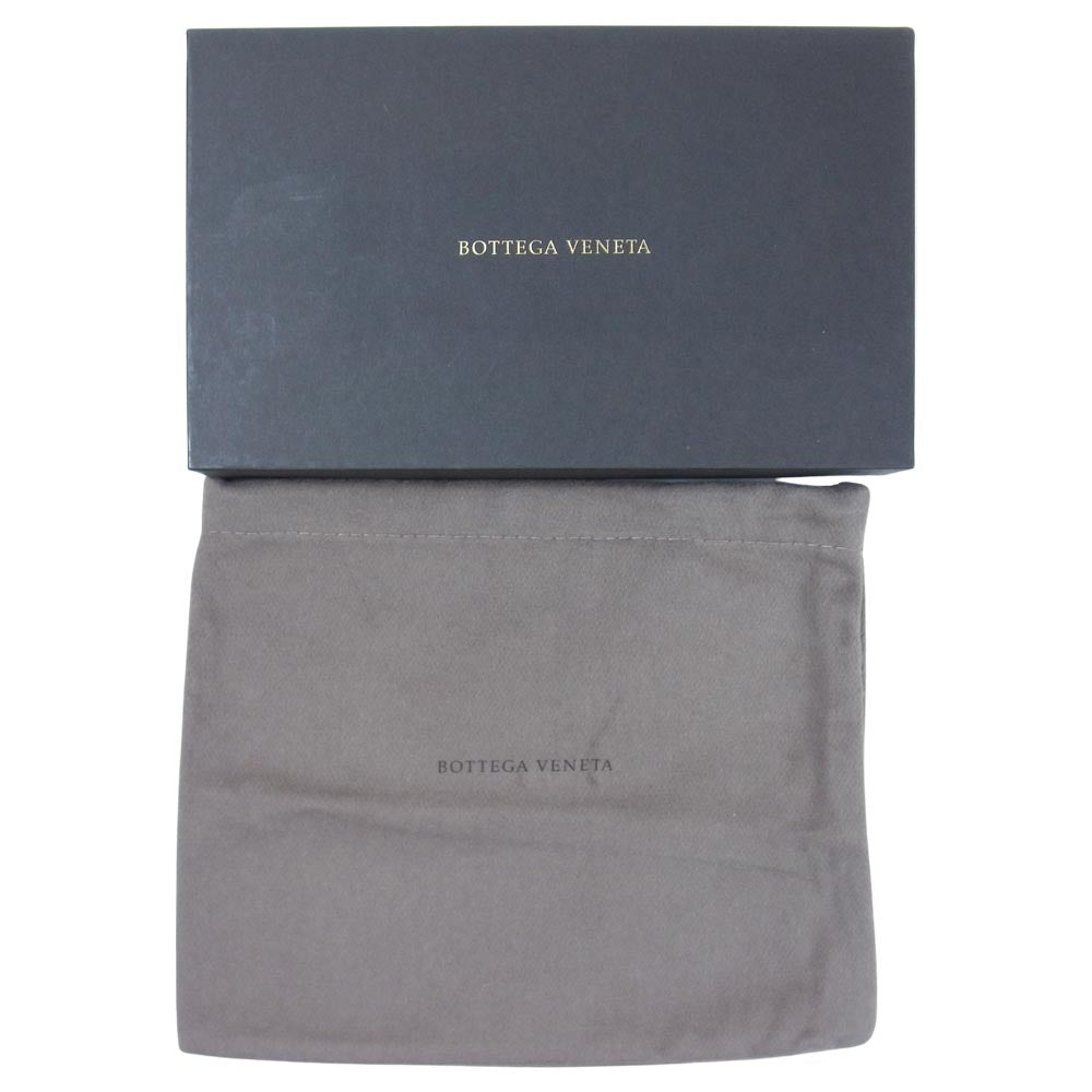 BOTTEGAVENETA ボッテガヴェネタ イントレチャート レザー ラウンドジップ 長財布 グレー系【中古】