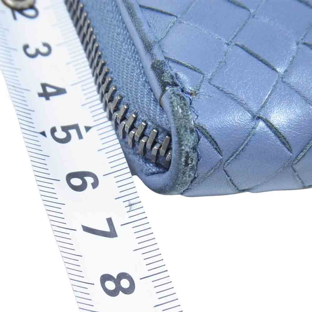 BOTTEGAVENETA ボッテガヴェネタ イントレチャート レザー ラウンドジップ 長財布 グレー系【中古】