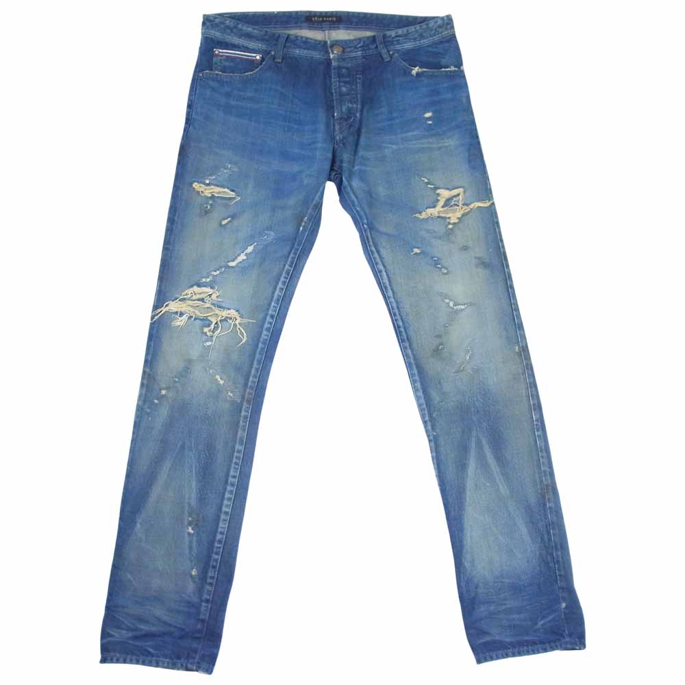 ゼルパリ ダメージ 加工 デニム パンツ 日本製 デニムパンツ インディゴブルー系 36【中古】