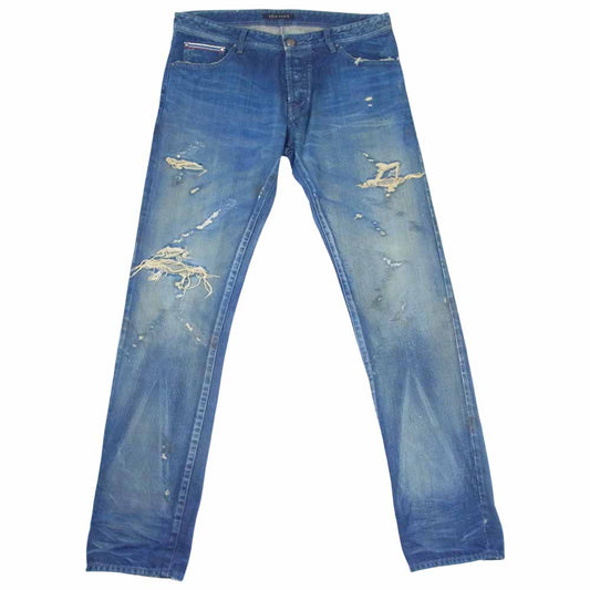 ゼルパリ ダメージ 加工 デニム パンツ 日本製 デニムパンツ インディゴブルー系 36【中古】