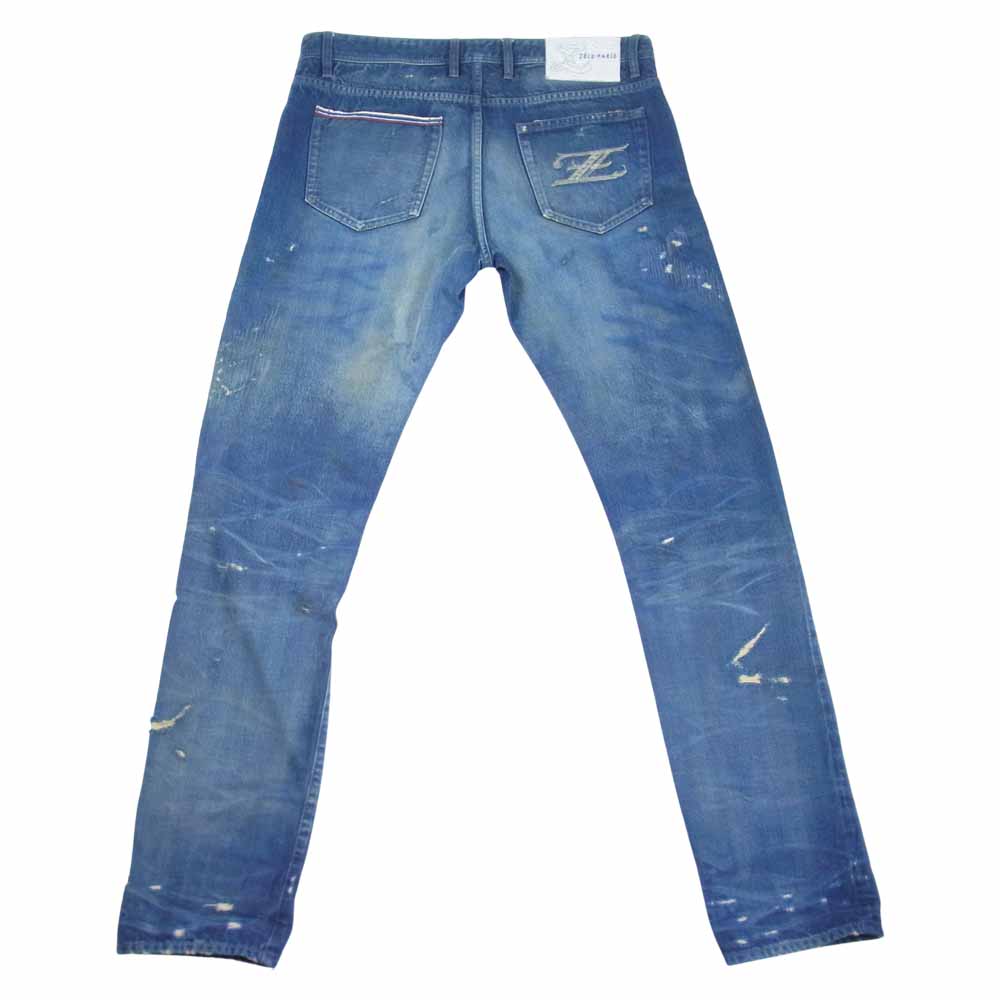 ゼルパリ ダメージ 加工 デニム パンツ 日本製 デニムパンツ インディゴブルー系 36【中古】