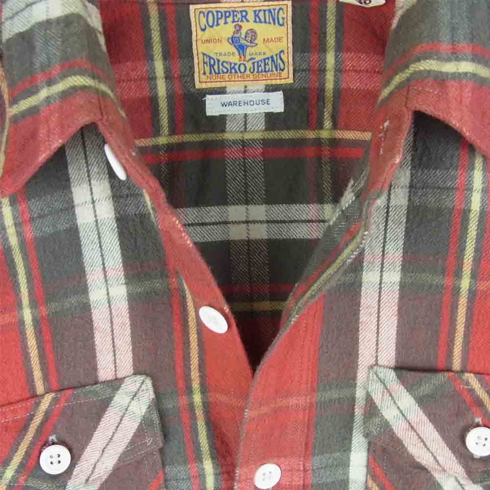 WAREHOUSE ウエアハウス ヘビー ネルシャツ カッパーキング 長袖 シャツ コットン 日本製 レッド系 38【中古】