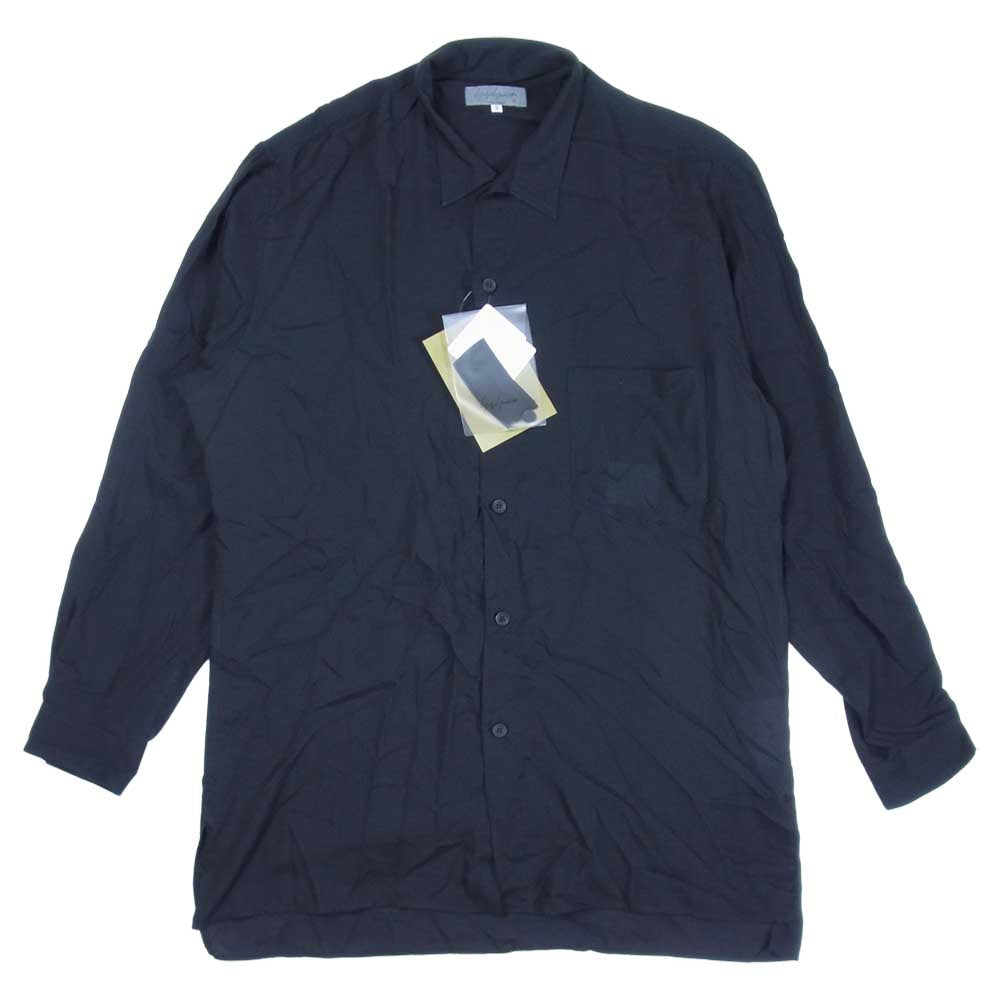 Yohji Yamamoto ヨウジヤマモト POUR HOMME プールオム 21SS HD-B10-203-1A CELLULOSE LAWN STAND COLLAR BLOUSE スタンドカラー シャツ ブラック系 2【新古品】【未使用】【中古】