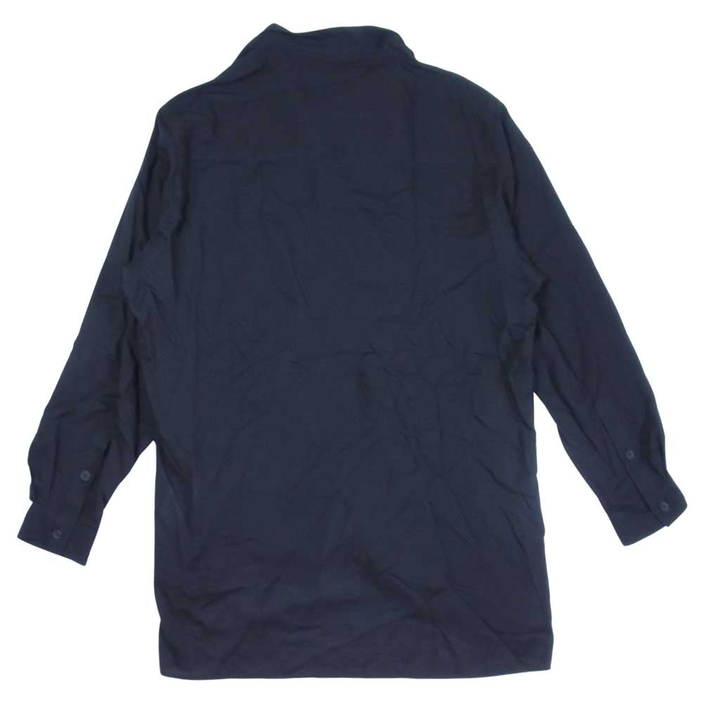 Yohji Yamamoto ヨウジヤマモト POUR HOMME プールオム 21SS HD-B10-203-1A CELLULOSE LAWN STAND COLLAR BLOUSE スタンドカラー シャツ ブラック系 2【新古品】【未使用】【中古】
