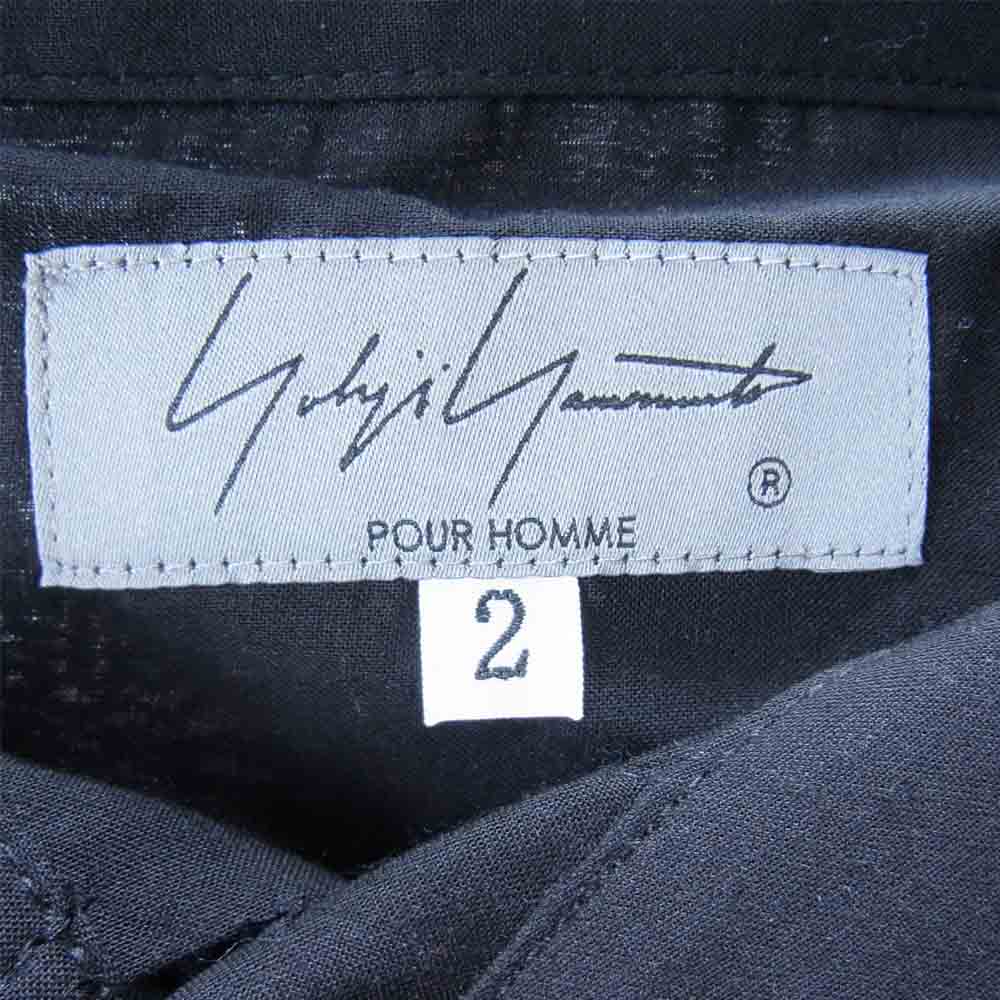 Yohji Yamamoto ヨウジヤマモト POUR HOMME プールオム 21SS HD-B10-203-1A CELLULOSE LAWN STAND COLLAR BLOUSE スタンドカラー シャツ ブラック系 2【新古品】【未使用】【中古】