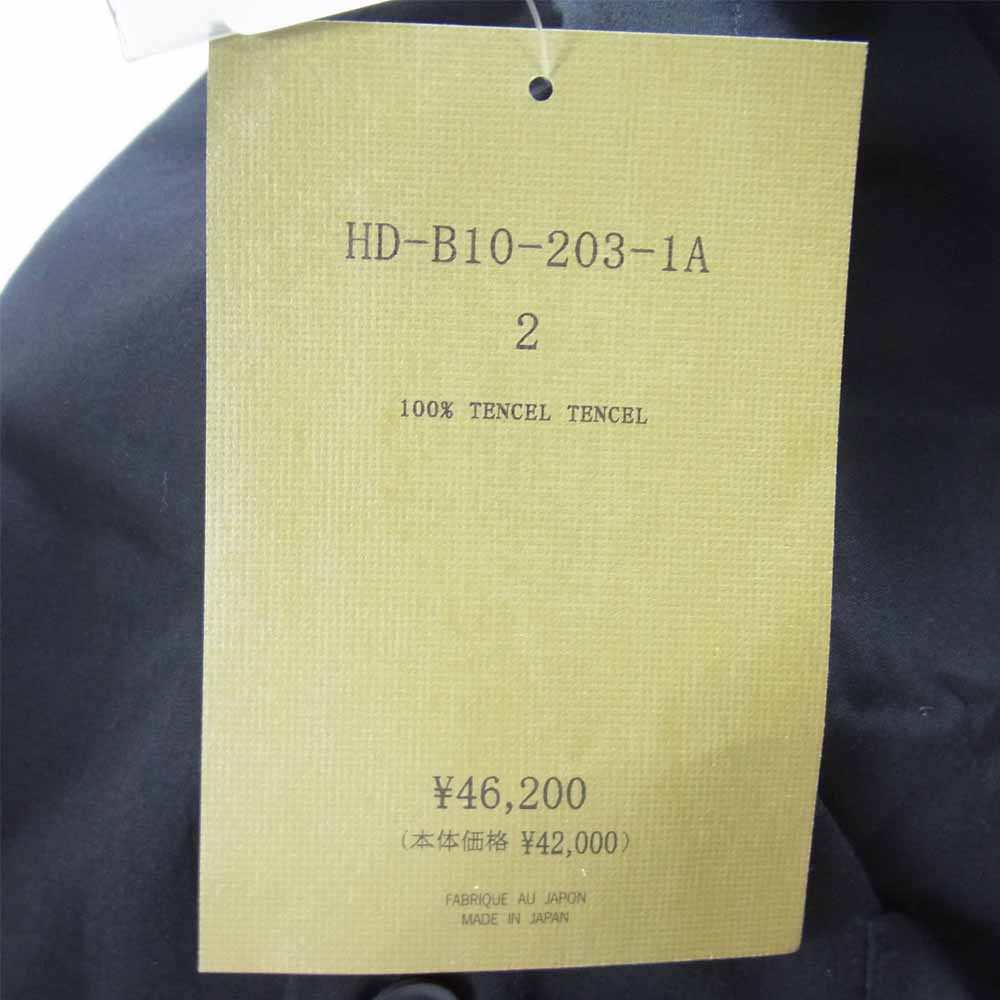 Yohji Yamamoto ヨウジヤマモト POUR HOMME プールオム 21SS HD-B10-203-1A CELLULOSE LAWN STAND COLLAR BLOUSE スタンドカラー シャツ ブラック系 2【新古品】【未使用】【中古】