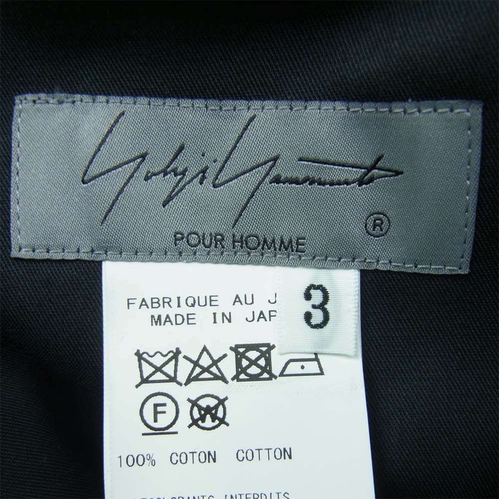 Yohji Yamamoto ヨウジヤマモト POUR HOMME プールオム HD-P09-006-1A BK C/TWILL TAPE OPEN HEM PANTS ツイル オープンヘム パンツ ブラック系 3【新古品】【未使用】【中古】