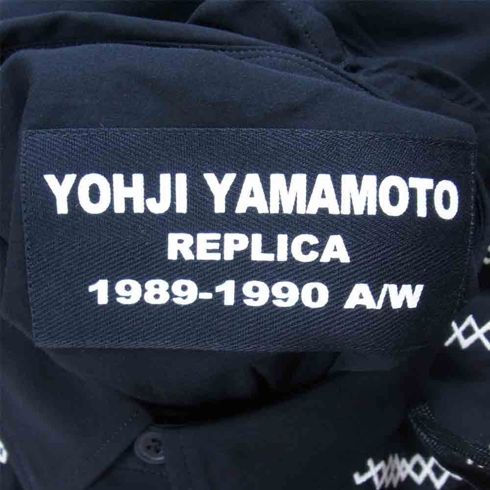 Yohji Yamamoto ヨウジヤマモト POUR HOMME プールオム 21SS HD-B07-200 REPLICA 89AW EMBROIDERY CLASSIC BIG BLOUSE 刺繍 レーヨンシャツ ブラック系 3【新古品】【未使用】【中古】