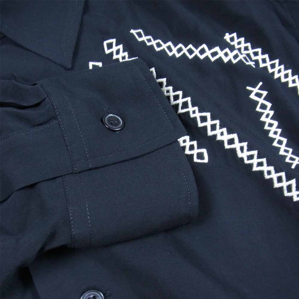 Yohji Yamamoto ヨウジヤマモト POUR HOMME プールオム 21SS HD-B07-200 REPLICA 89AW EMBROIDERY CLASSIC BIG BLOUSE 刺繍 レーヨンシャツ ブラック系 3【新古品】【未使用】【中古】