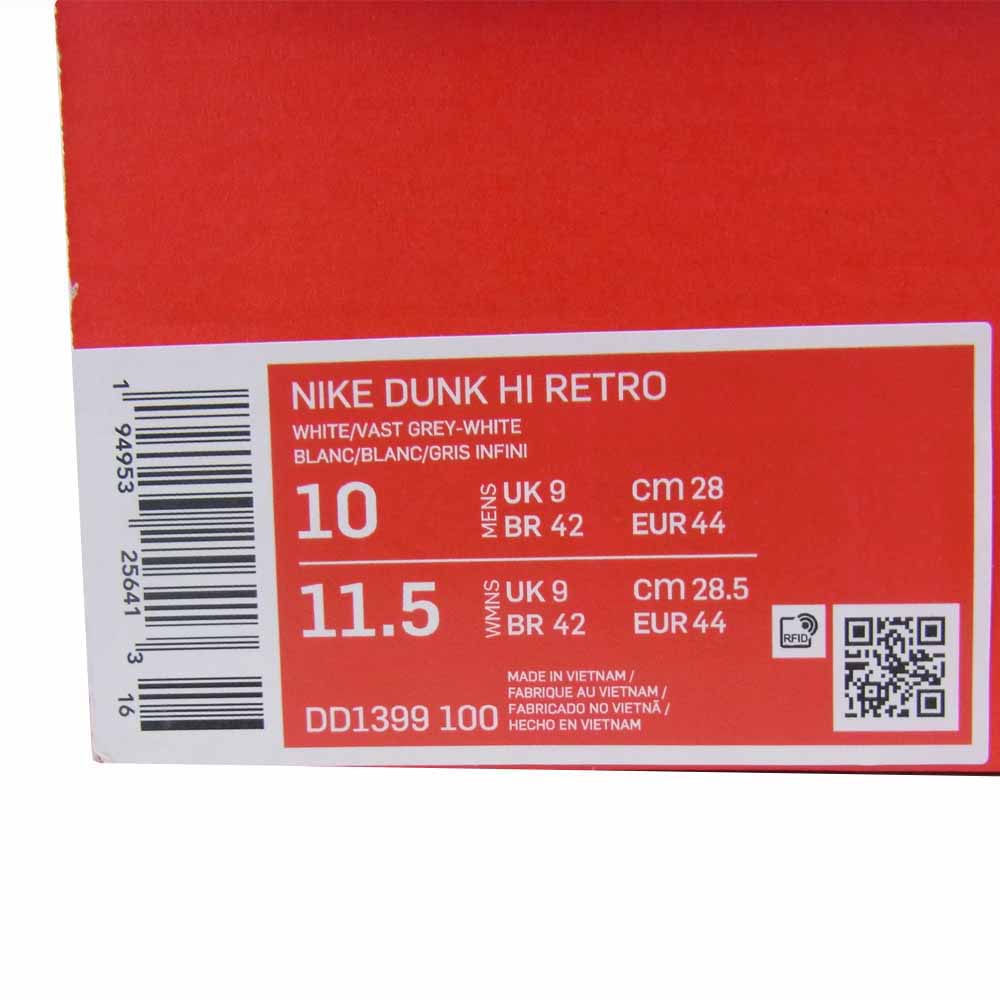 NIKE ナイキ DD1399-100 DUNK HIGH RETRO ダンク ハイ レトロ Vast Grey ホワイト系 28cm【中古】