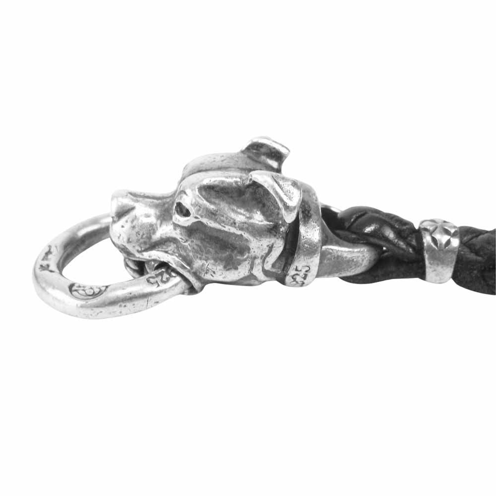 BILL WALL LEATHER ビルウォールレザー ブルドッグ  レザー キーチェーン キーリング  シルバー系【中古】