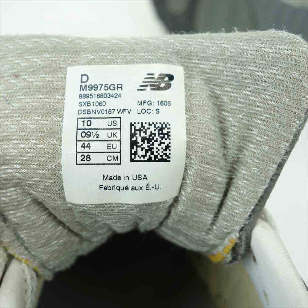 NEW BALANCE ニューバランス M9975GR USA製 M9975 ローカット スニーカー グレー系 28cm【中古】