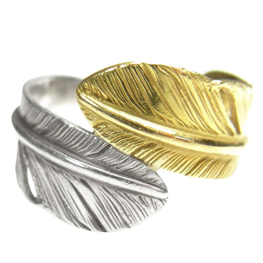 WINGROCK ウィングロック K18 ダブルフェザー リング シルバー系 9.5号程度【中古】