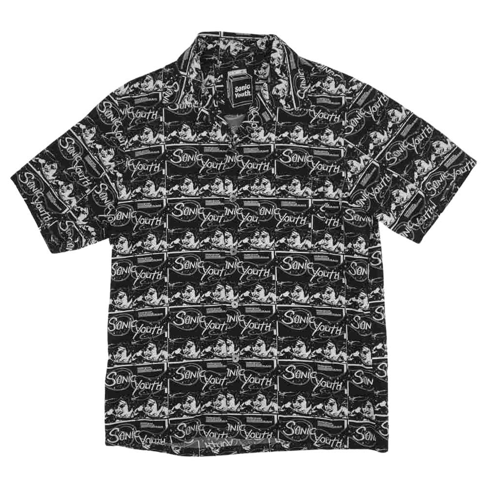 HYSTERIC GLAMOUR ヒステリックグラマー 02211AH02 SONIC YOUTH UG PATTERN 柄 オープンカラー シャツ ブラック系 S【美品】【中古】