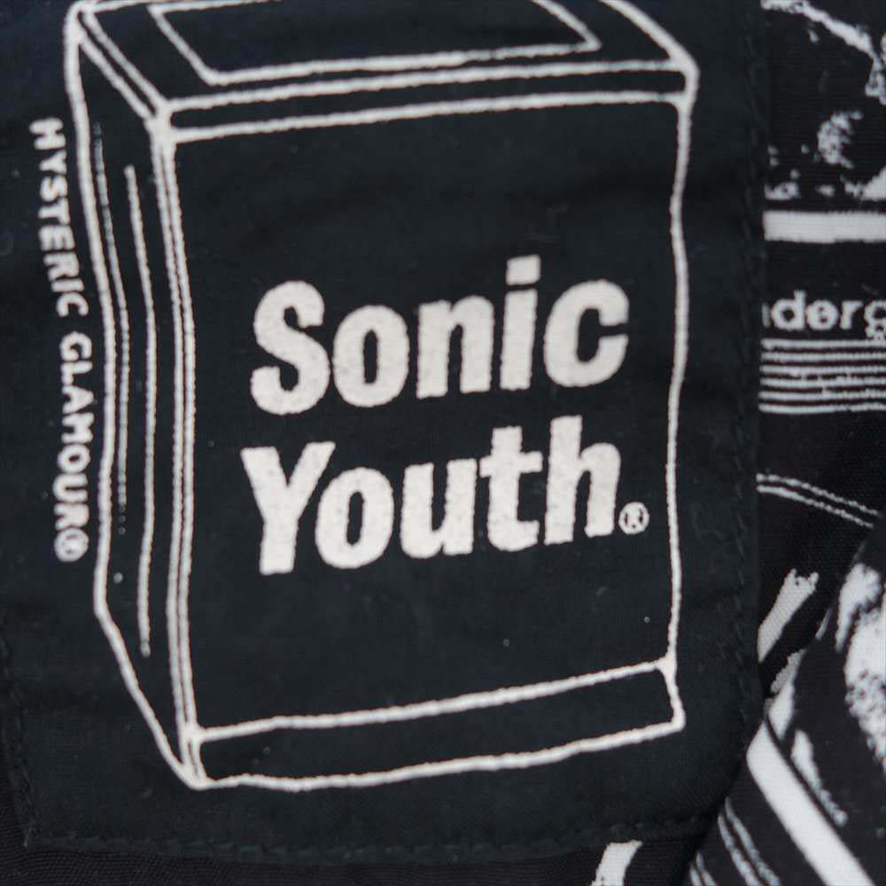 HYSTERIC GLAMOUR ヒステリックグラマー 02211AH02 SONIC YOUTH UG PATTERN 柄 オープンカラー シャツ ブラック系 S【美品】【中古】