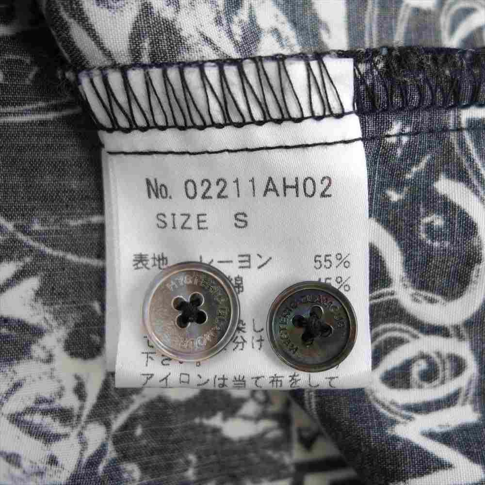 HYSTERIC GLAMOUR ヒステリックグラマー 02211AH02 SONIC YOUTH UG PATTERN 柄 オープンカラー シャツ ブラック系 S【美品】【中古】