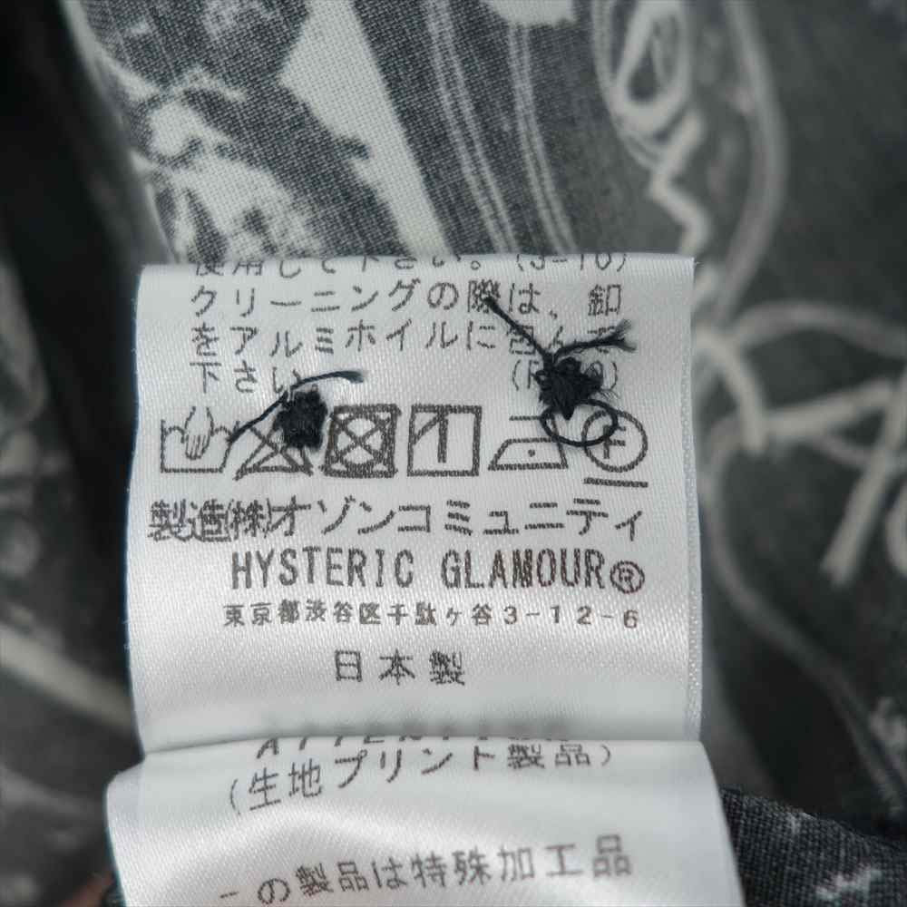 HYSTERIC GLAMOUR ヒステリックグラマー 02211AH02 SONIC YOUTH UG PATTERN 柄 オープンカラー シャツ ブラック系 S【美品】【中古】
