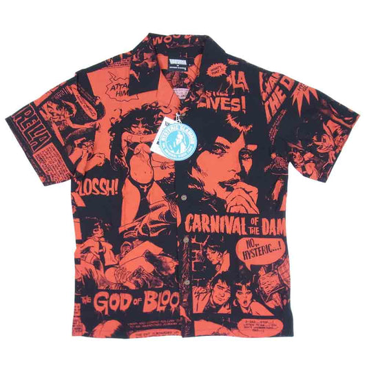 HYSTERIC GLAMOUR ヒステリックグラマー 02211AH14 VAMPIRELLA The Essential Warren Years アロハ シャツ ブラック系 S【新古品】【未使用】【中古】