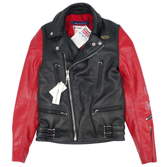 COMME des GARCONS コムデギャルソン KZ-J013 Lewis leather ルイスレザー Lightning 391T ライトニング レザー ライダース ジャケット ブラック系 レッド系 34【新古品】【未使用】【中古】