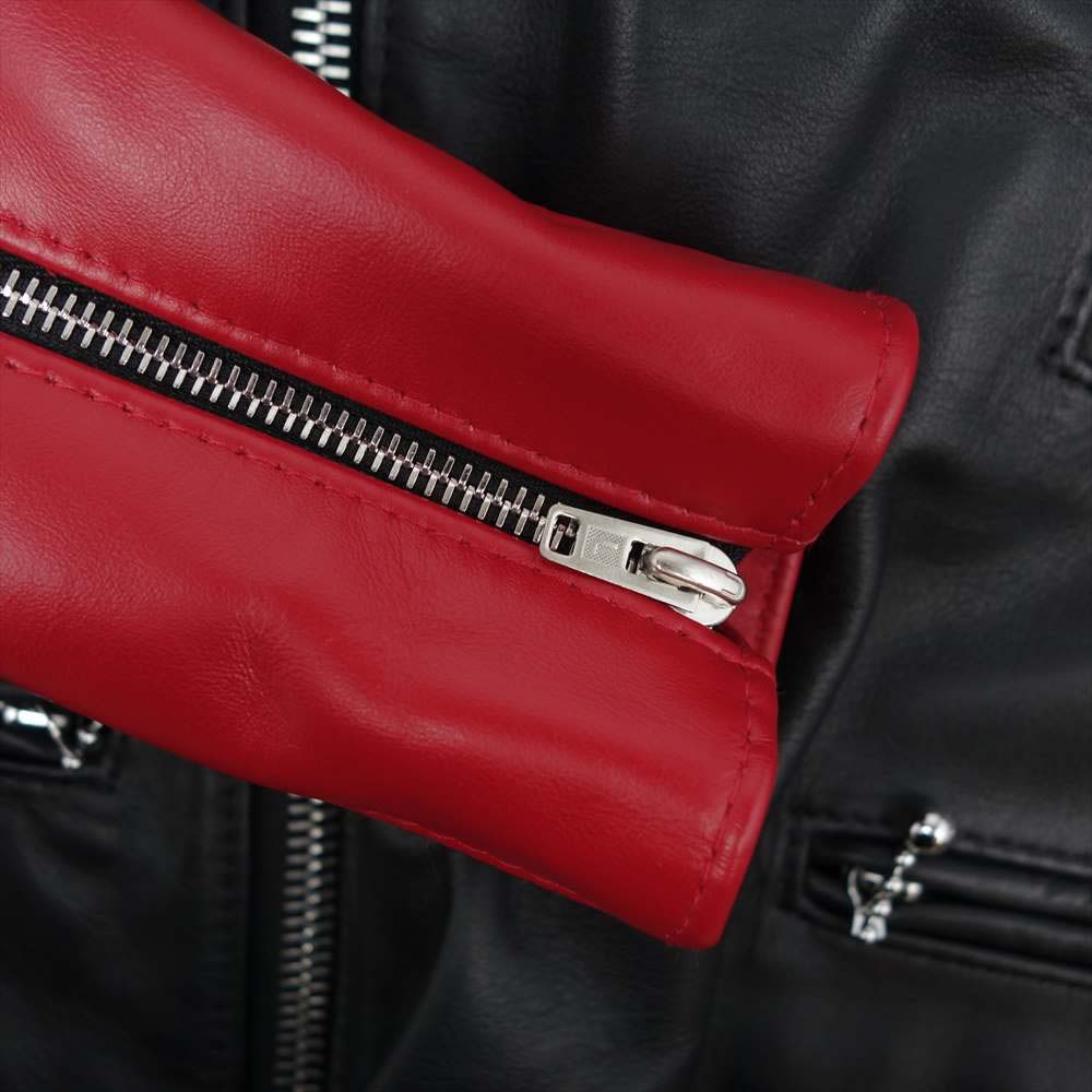 COMME des GARCONS コムデギャルソン KZ-J013 Lewis leather ルイスレザー Lightning 391T ライトニング レザー ライダース ジャケット ブラック系 レッド系 34【新古品】【未使用】【中古】