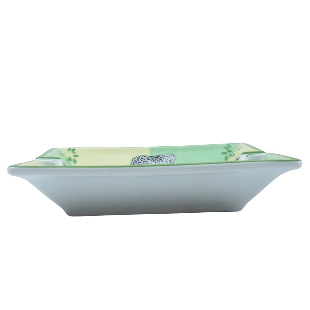 HERMES エルメス アフリカ アッシュトレイ 灰皿 アニマル柄 グリーン系【極上美品】【中古】