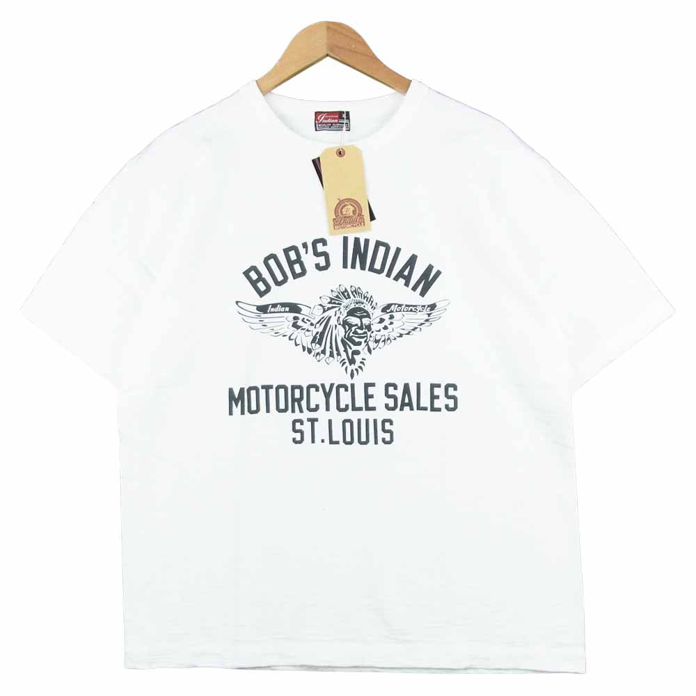 INDIAN MOTOCYCLE インディアン モトサイクル IM78746 BOBS INDIAN PRINT T SHIRT プリント 半袖 Tシャツ ホワイト系 XL【新古品】【未使用】【中古】