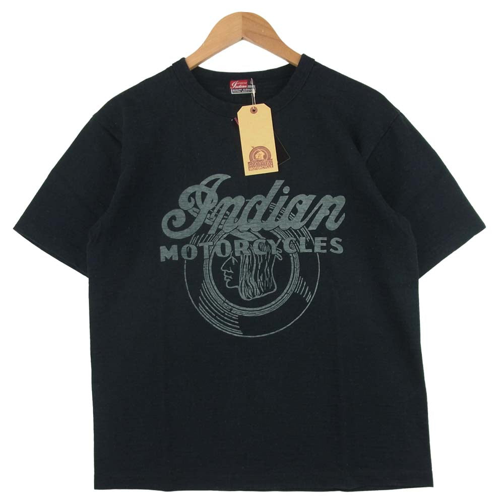 INDIAN MOTOCYCLE インディアン モトサイクル IM78745 INDIAN HEAD PRINT T SHIRT プリント 半袖 Tシャツ ブラック系 L【新古品】【未使用】【中古】