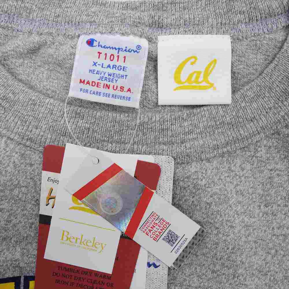 Champion チャンピオン C5-T305 USA製 T1011 UC BERKELEY カレッジプリント グレー系 XL【新古品】【未使用】【中古】