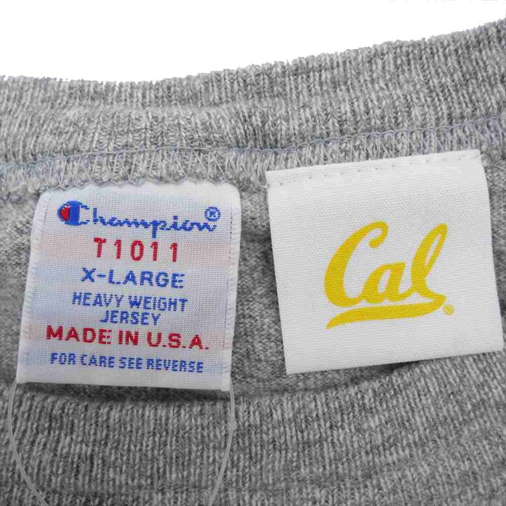 Champion チャンピオン C5-T305 USA製 T1011 UC BERKELEY カレッジプリント グレー系 XL【新古品】【未使用】【中古】