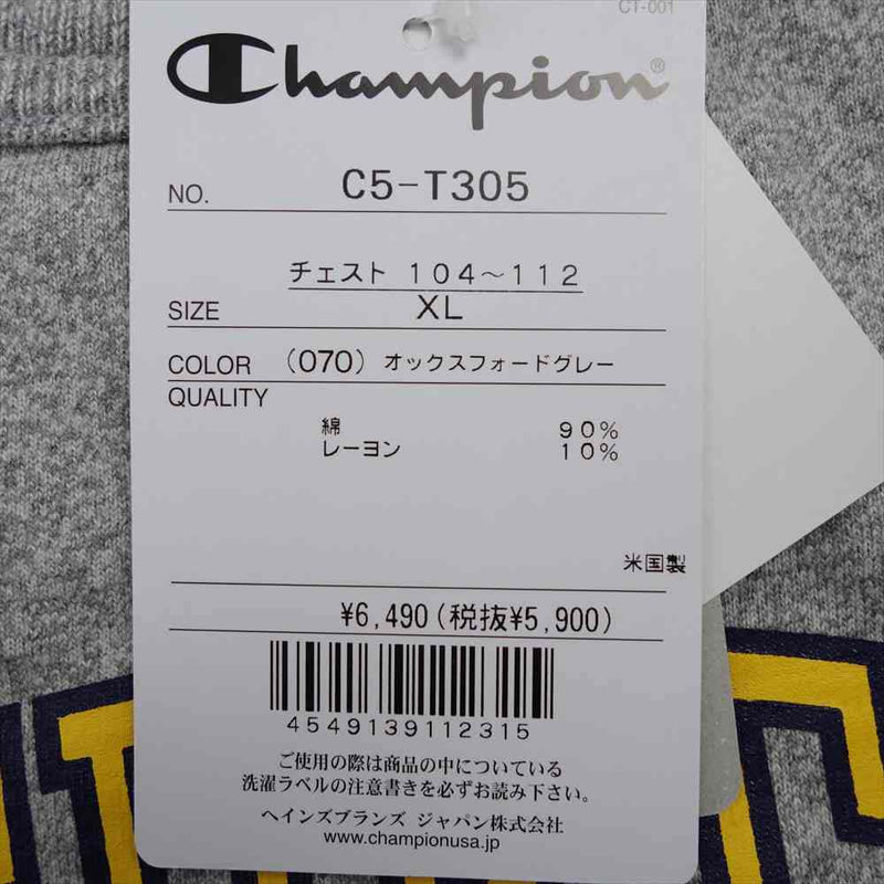 Champion チャンピオン C5-T305 USA製 T1011 UC BERKELEY カレッジプリント グレー系 XL【新古品】【未使用】【中古】