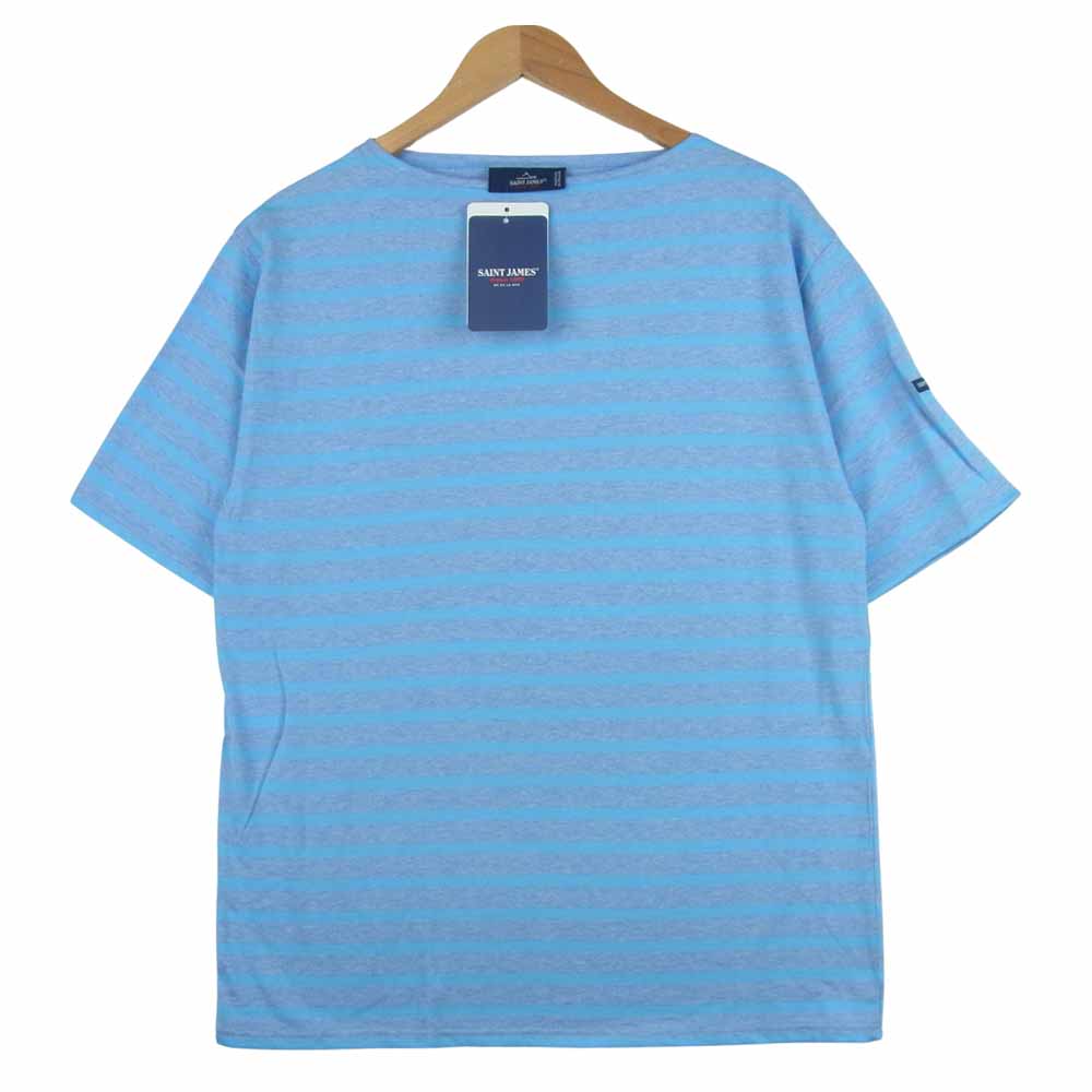 SAINT JAMES セントジェームス PIRIAC A DIVERS ピリアック ボートネック 半袖 Tシャツ ライトブルー系 5【新古品】【未使用】【中古】