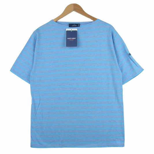 SAINT JAMES セントジェームス PIRIAC A DIVERS ピリアック ボートネック 半袖 Tシャツ ライトブルー系 5【新古品】【未使用】【中古】