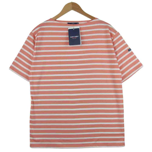 SAINT JAMES セントジェームス PIRIAC A DIVERS ピリアック ボートネック 半袖 Tシャツ ピンク系 ホワイト系 5【新古品】【未使用】【中古】