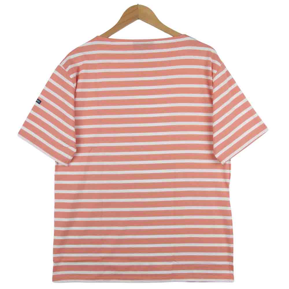 SAINT JAMES セントジェームス PIRIAC A DIVERS ピリアック ボートネック 半袖 Tシャツ ピンク系 ホワイト系 5【新古品】【未使用】【中古】