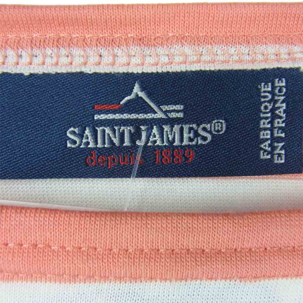 SAINT JAMES セントジェームス PIRIAC A DIVERS ピリアック ボートネック 半袖 Tシャツ ピンク系 ホワイト系 5【新古品】【未使用】【中古】