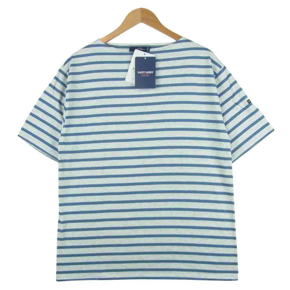 SAINT JAMES セントジェームス PIRIAC A DIVERS ピリアック ボートネック 半袖 Tシャツ グレー系 ブルー系 6【新古品】【未使用】【中古】