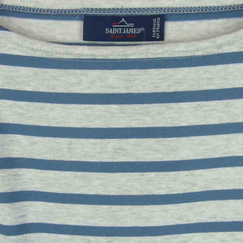 SAINT JAMES セントジェームス PIRIAC A DIVERS ピリアック ボートネック 半袖 Tシャツ グレー系 ブルー系 6【新古品】【未使用】【中古】