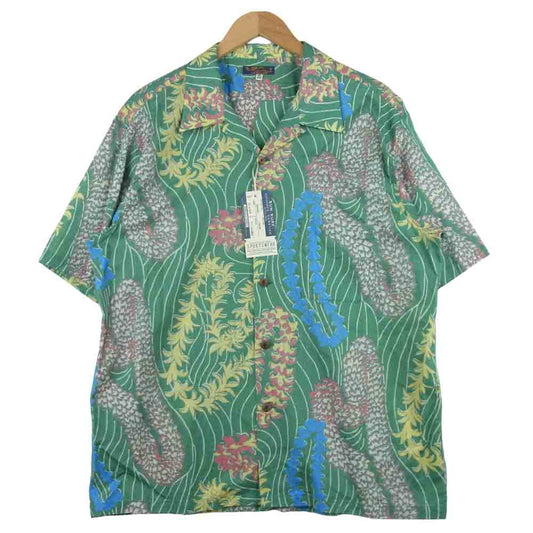 SUN SURF サンサーフ 21SS SS38688 LEI HAWAIIAN STYLE コットンリネン スラブヤーン アロハ オープン 半袖 シャツ グリーン系 XXL【新古品】【未使用】【中古】