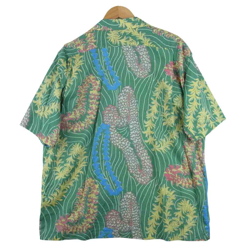SUN SURF サンサーフ 21SS SS38688 LEI HAWAIIAN STYLE コットンリネン スラブヤーン アロハ オープン 半袖 シャツ グリーン系 XXL【新古品】【未使用】【中古】