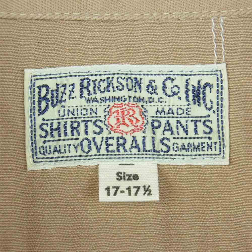 Buzz Rickson's バズリクソンズ 21SS BR38669 ヘリンボーン ステンシルプリント ミリタリー 半袖 シャツ ベージュ系 XL【新古品】【未使用】【中古】