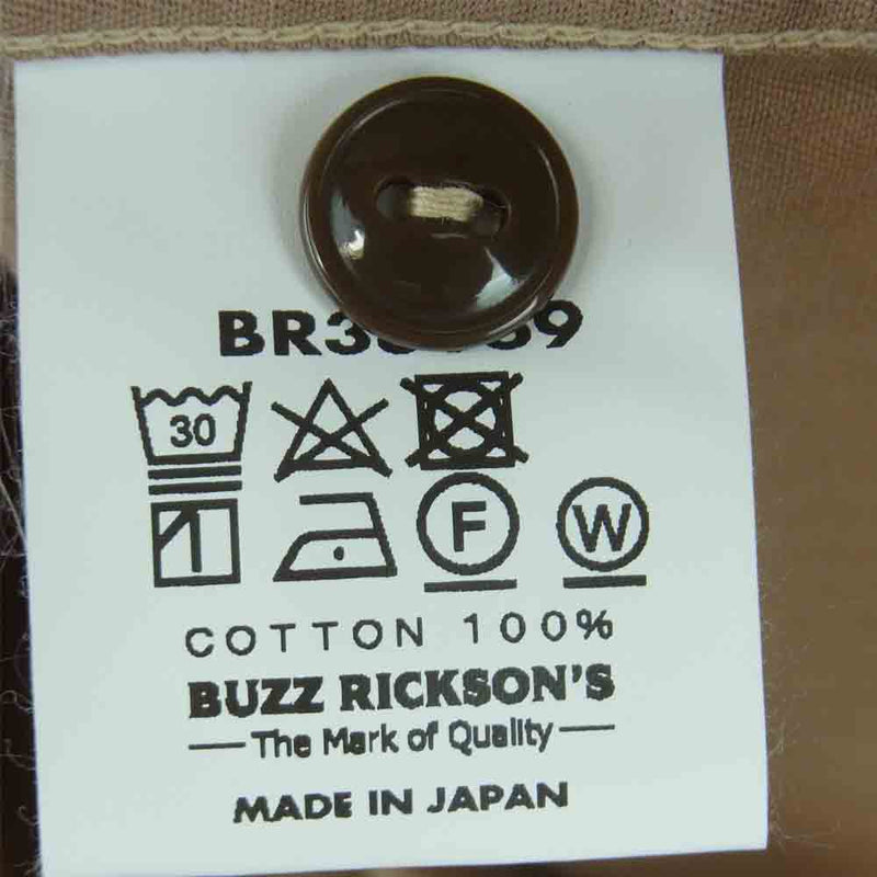 Buzz Rickson's バズリクソンズ 21SS BR38669 ヘリンボーン ステンシルプリント ミリタリー 半袖 シャツ ベージュ系 XL【新古品】【未使用】【中古】