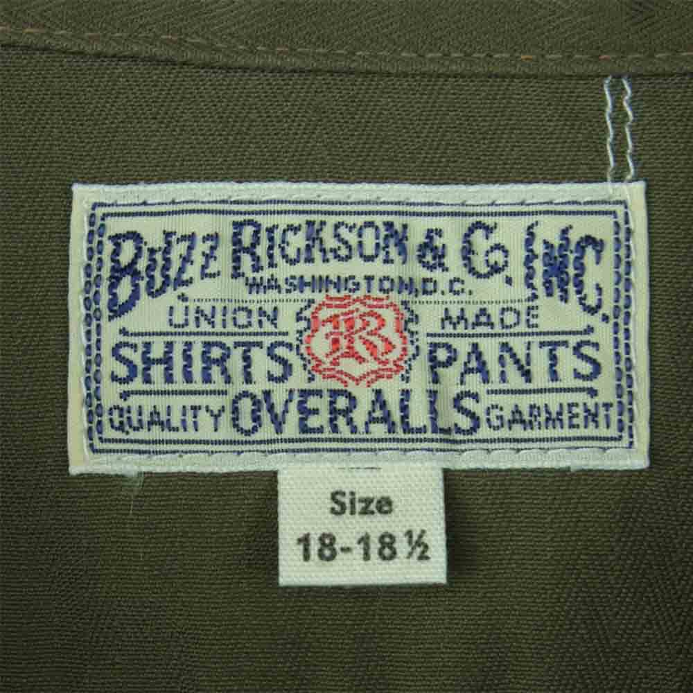 Buzz Rickson's バズリクソンズ 21SS BR38669 ヘリンボーン ステンシルプリント ミリタリー 半袖 シャツ カーキ系 XXL【新古品】【未使用】【中古】