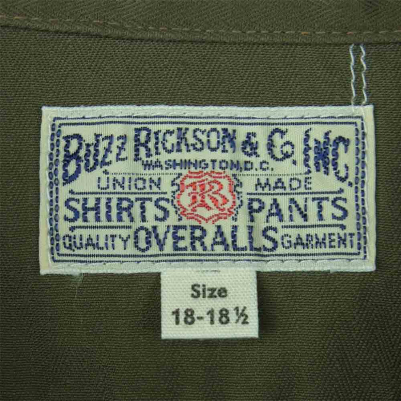 Buzz Rickson's バズリクソンズ 21SS BR38669 ヘリンボーン ステンシルプリント ミリタリー 半袖 シャツ カーキ系 XXL【新古品】【未使用】【中古】