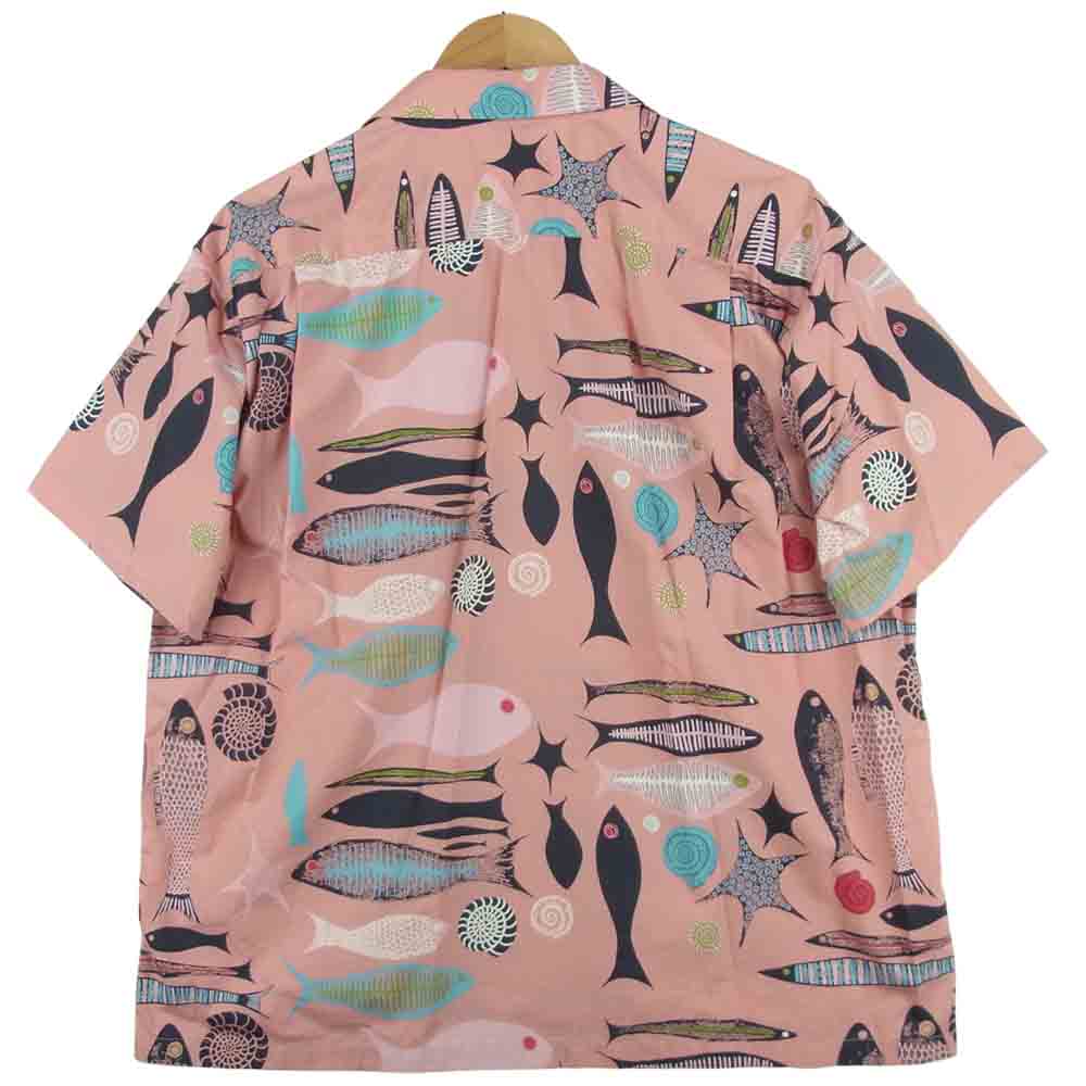 東洋エンタープライズ 21SS SH38635 STAR OF HOLLYWOOD スターオブハリウッド 実名復刻 BROAD COTTON OPEN SHIRT FISH アロハ オープン 半袖 シャツ ピンク系 L【新古品】【未使用】【中古】
