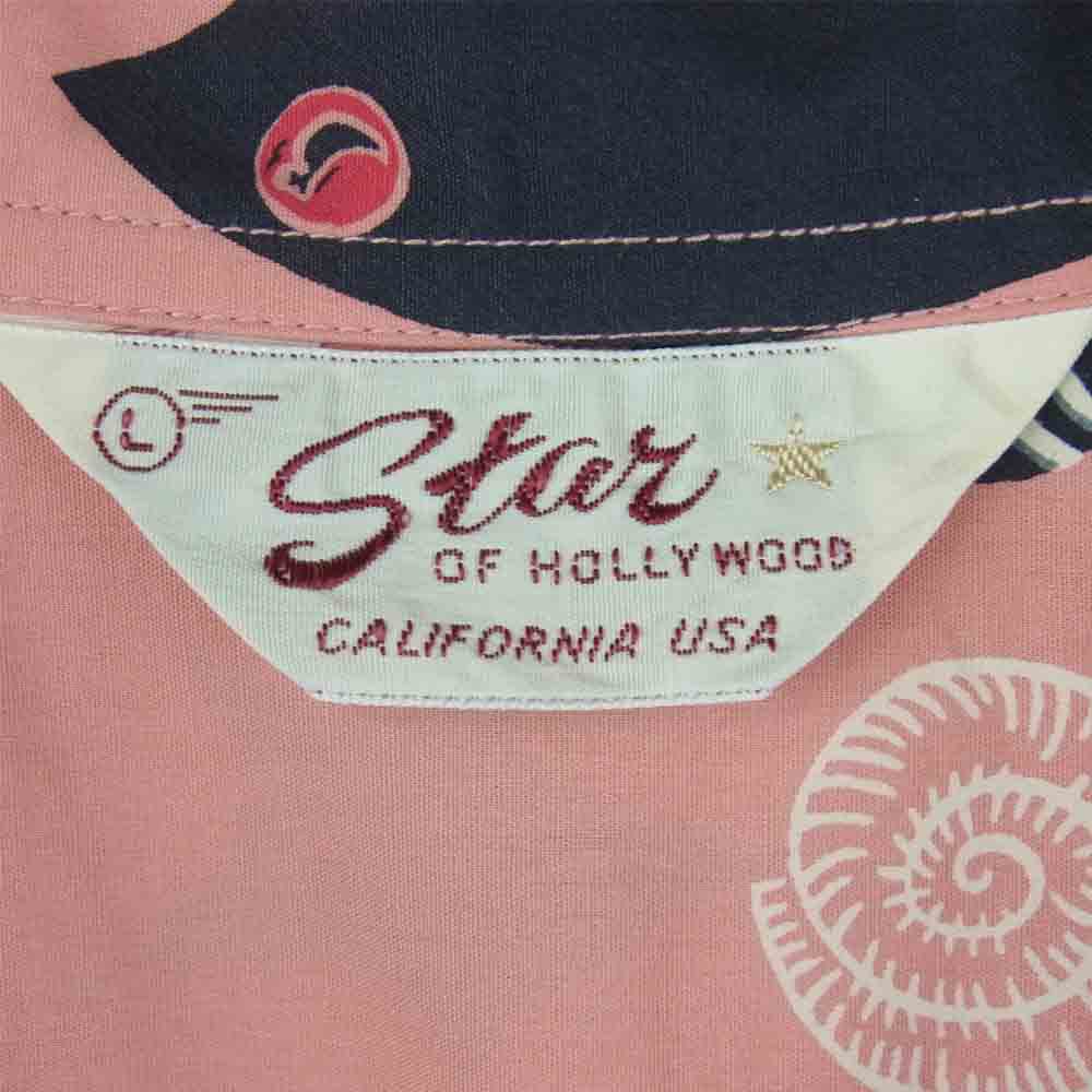 東洋エンタープライズ 21SS SH38635 STAR OF HOLLYWOOD スターオブハリウッド 実名復刻 BROAD COTTON OPEN SHIRT FISH アロハ オープン 半袖 シャツ ピンク系 L【新古品】【未使用】【中古】