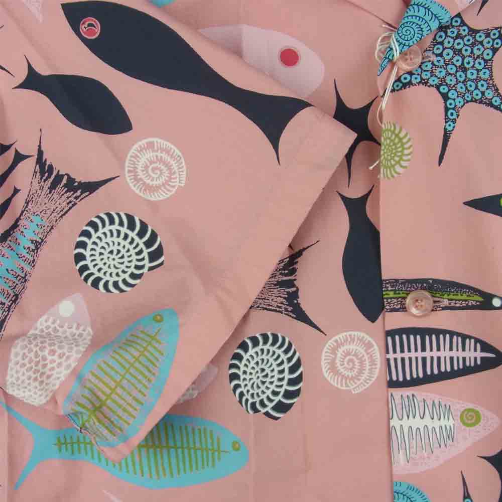 東洋エンタープライズ 21SS SH38635 STAR OF HOLLYWOOD スターオブハリウッド 実名復刻 BROAD COTTON OPEN SHIRT FISH アロハ オープン 半袖 シャツ ピンク系 L【新古品】【未使用】【中古】